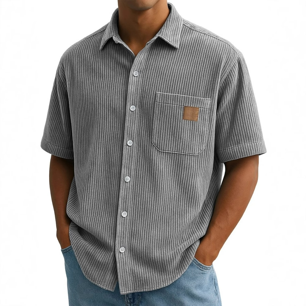 メンズコーデュロイ半袖シャツ、ヴィンテージパッチポケットサマ - Corduroy Button Up Shirt Men のレビューと価格